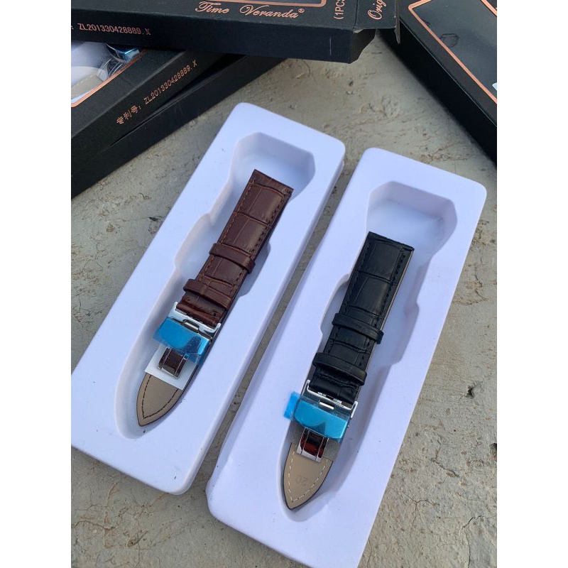 Strap tali jam tangan time veranda genuine lether buckle butterfly mewah