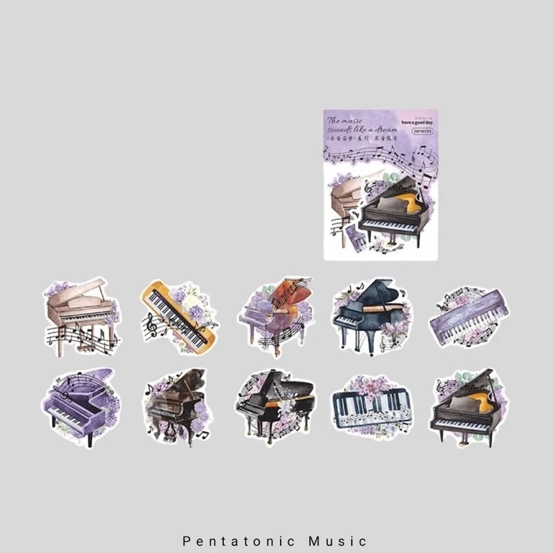 

Vintage Piano Musical Sticker Set Stiker Alat Musik Keyboard Pentatonic Music Souvenir Lucu Kado Hadiah