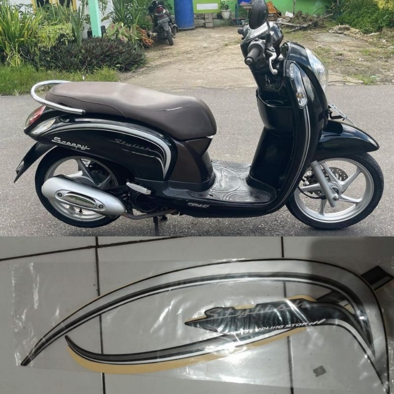 (Bisa COD) Striping Scoopy 2015-2016 hitam / stiker Scoopy stylish full body