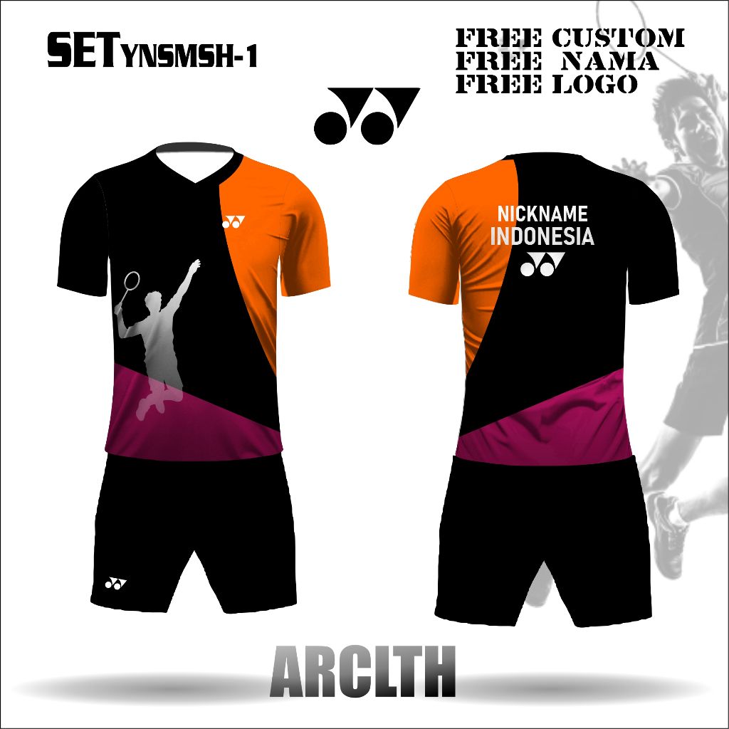 SETELAN Jersey BADMINTON FREE CUSTOM YONEX