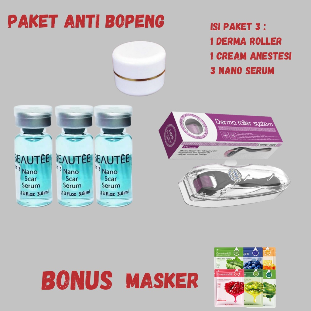 Dermaroller system paket penghilang bopeng bekas jerawat derma roller treatment alat kecantikan