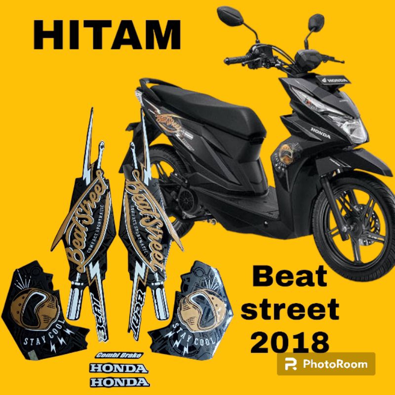 striping honda beat street 2018 hitam, lis body motor honda beat street 2018 hitam