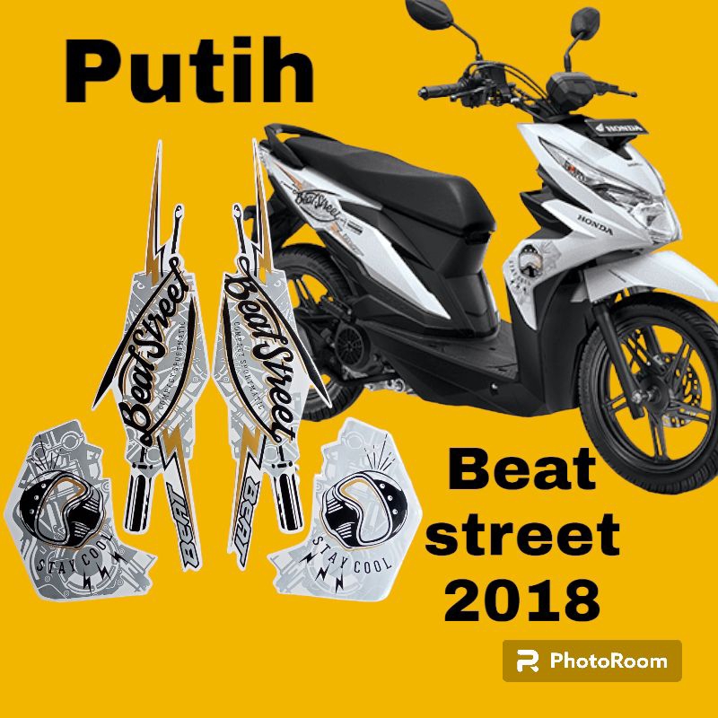 striping honda beat street 2018 putih, lis body motor honda beat street 2018 putih