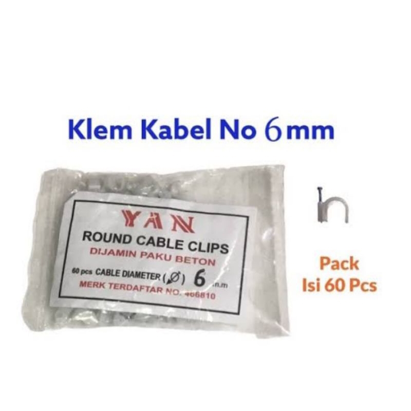 Yan klem kabel Listrik Paku Beton 6mm