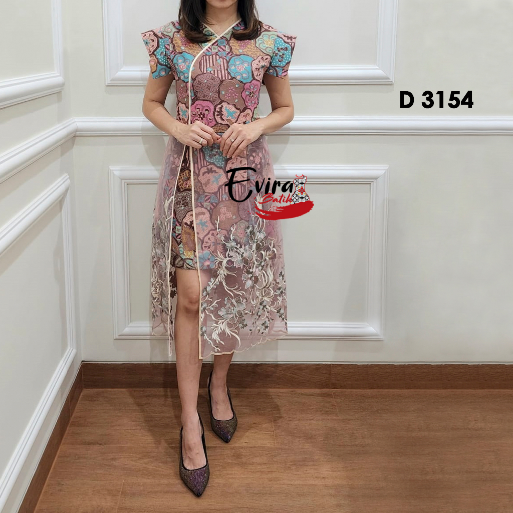 Dress Batik Wanita Modern D 3154 / Dress Batik Wanita Kondangan / Outfit Kondangan / Dress Batik Wan