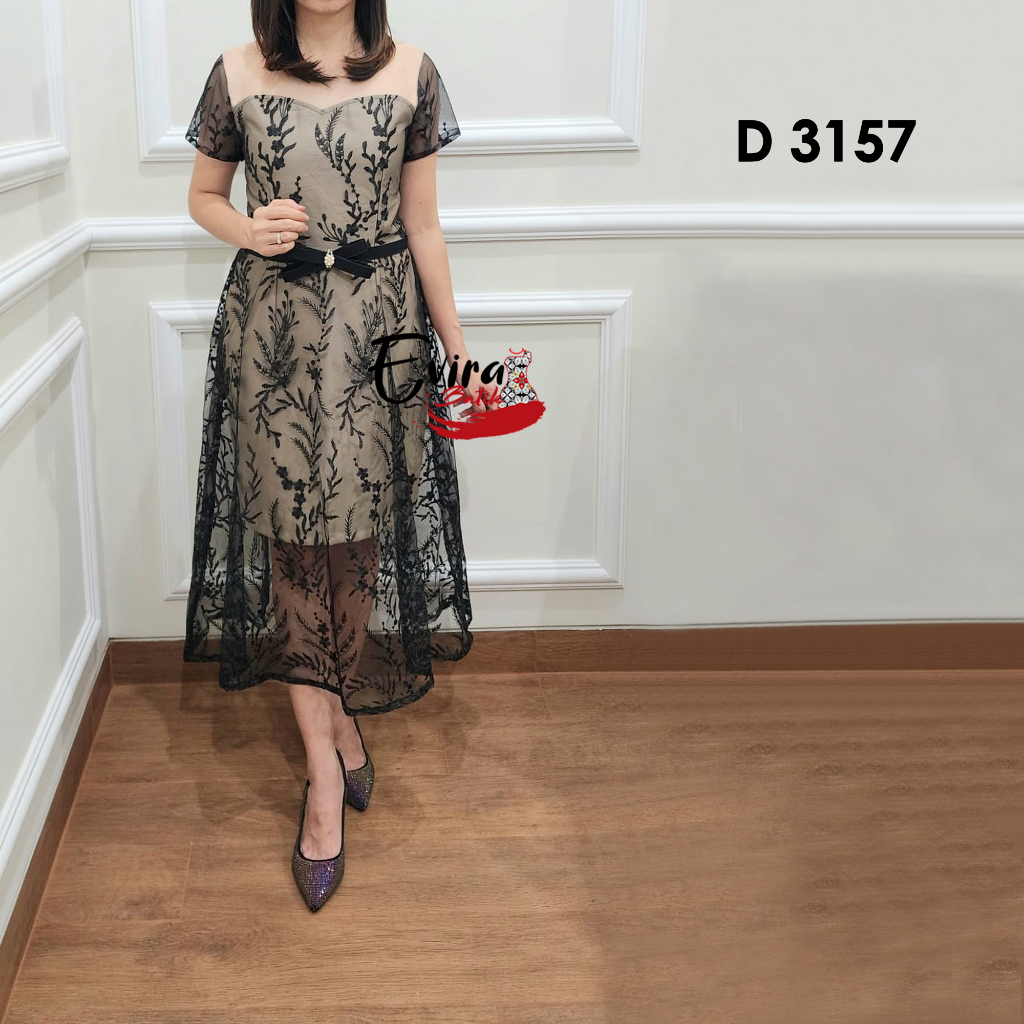 Dress Brokat Keren D 3157 / Dress Keren / Dress Kondangan / Outfit kondangan / Dress peta By Evira B