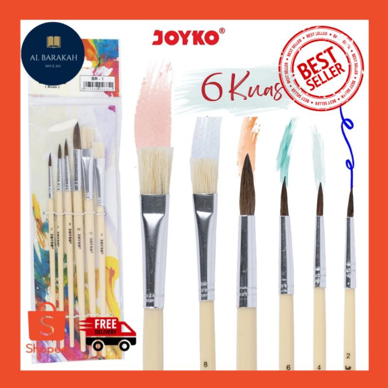 

1 Set !!! 6 pcs Brush Kuas Cat Air Lukis Acrylic Joyko BR-1