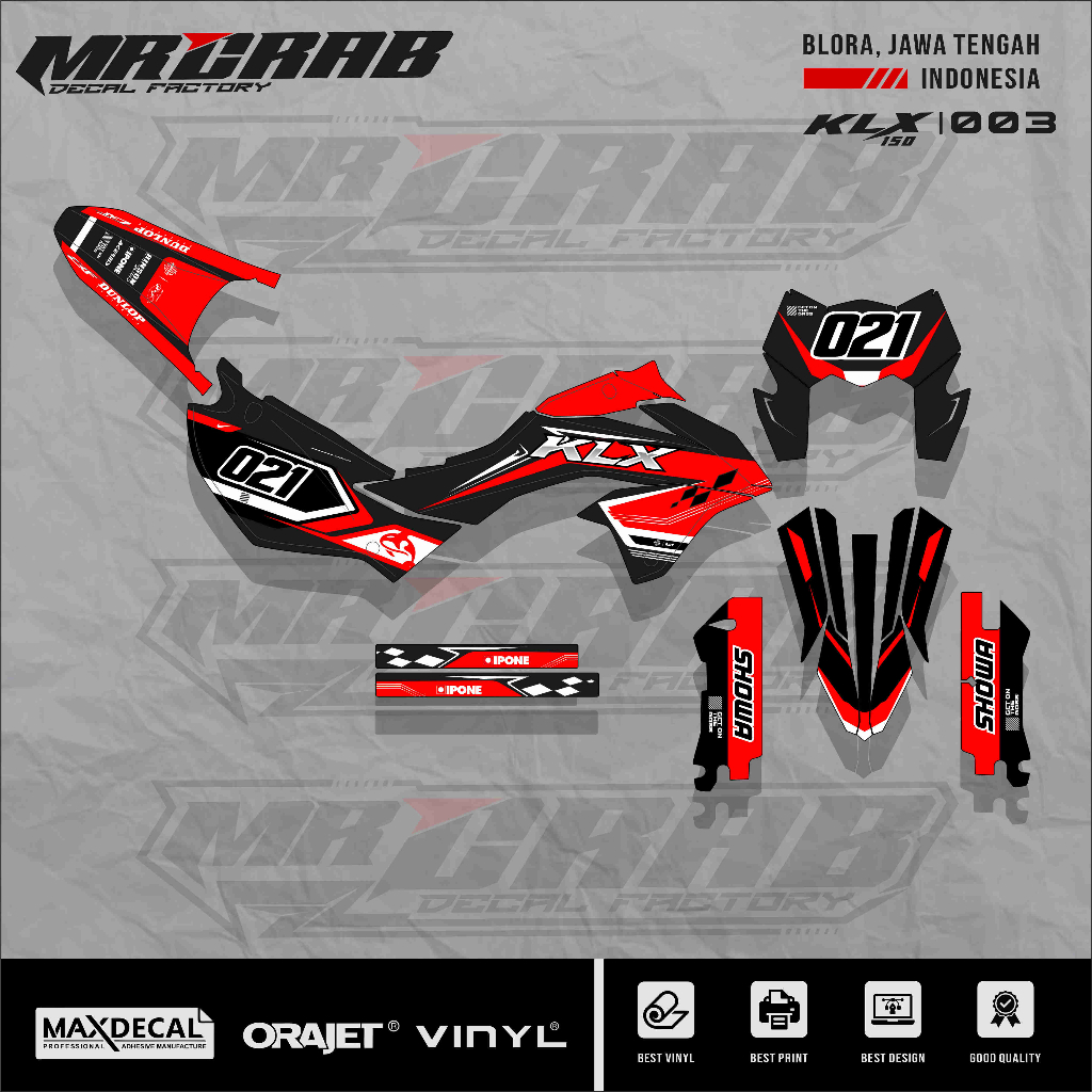 DECAL STICKER KLX 150 SM - DECAL KLX 150 SM PREMIUM FULL BODY CUSTOM 03