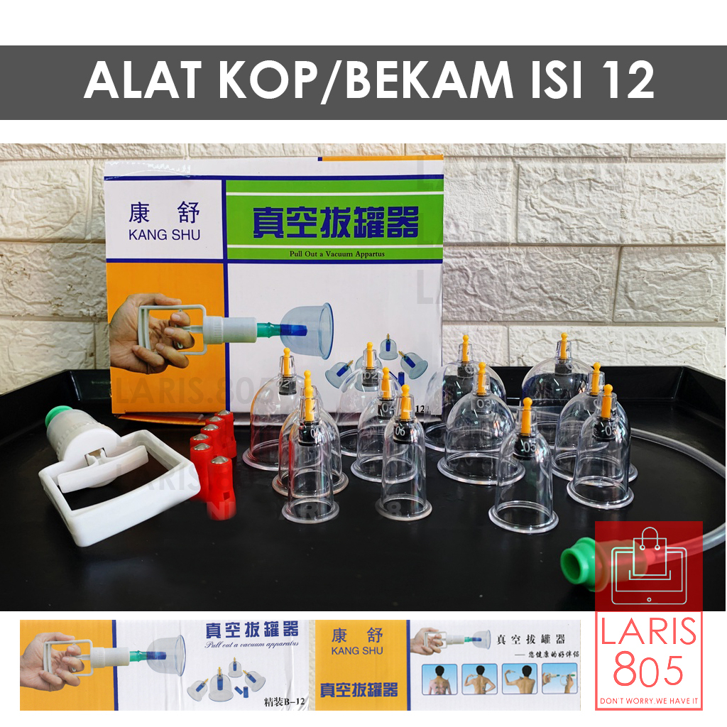 Alat Bekam / Alat Kop Badan Modern – Kop Bekam 12 Cup + Pompa Manual