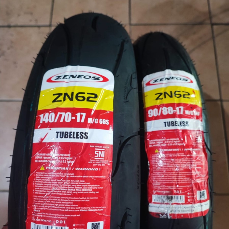 BAN ZENEOS 90/80-17 & 140/70-17 ZN 62 TUBELESS BAN MOTOR SPORT