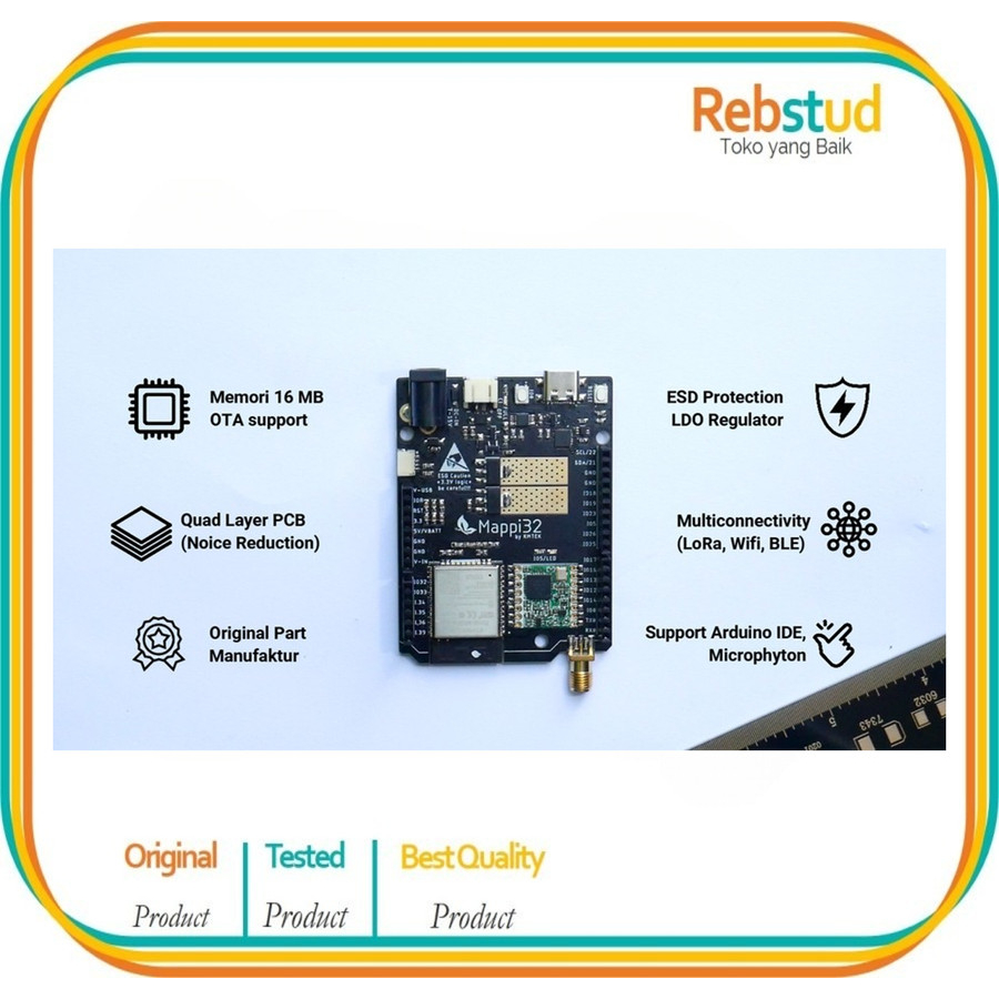 Mappi32 DevBoardKit ESP32-WROOM-32E 16MB OTA LoRaWAN+Antenna Dualcore