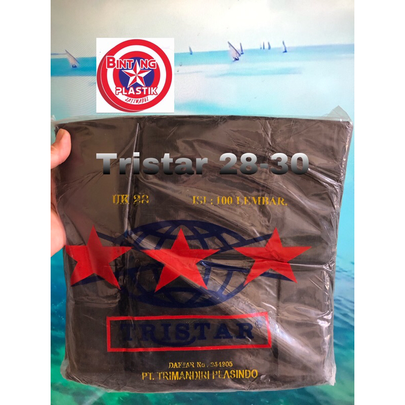TOP BRAND!! HD KRESEK PLASTIK isi 100 Lembar Hitam Putih Besar uk 28 30 / TS / TRISTAR