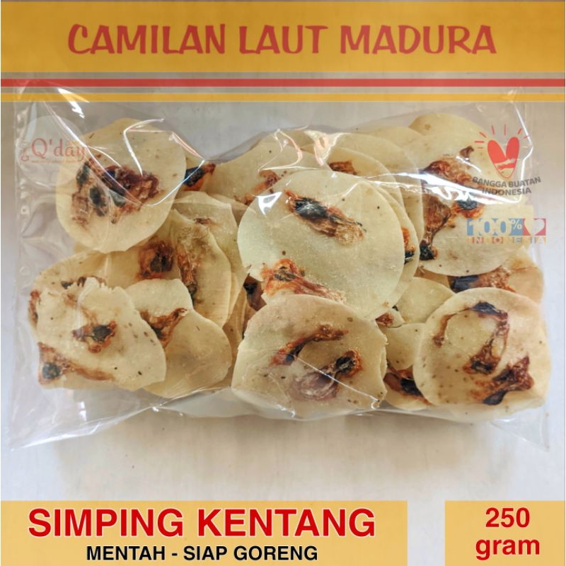 

SIMPING KENTANG MENTAH SIAP GORENG 250 gr Kerang Simping Asli Alami Camilan Laut Madura | Qday Classic Surabaya | Oleh oleh Khas | Cemilan | Keripik Kripik Murah Hemat Ekonomis CLM