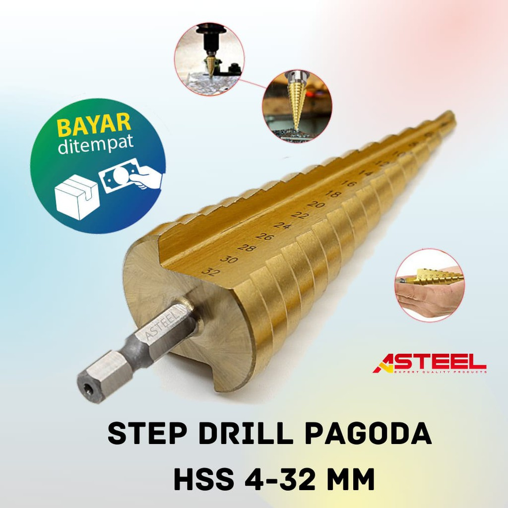 Mata Bor Pagoda Spiral Step Drill Kerucut