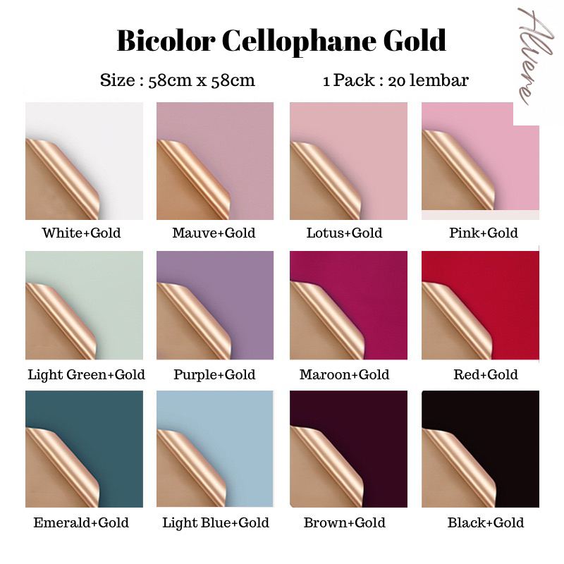 

Flower Wrapping Paper BiColor Cellophane Gold 20 Lembar Kertas Bunga Emas Dua Warna