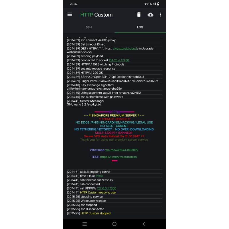 SSH WS PREMIUM 60Days SERVER SINGAPORE 🇸🇬