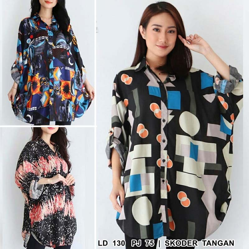 COD / KEMEJA WANITA JUMBO LD 130 140 / Ep 2 BAJU CASUAL KATUN IMPORT LENGAN PANJANG POLOS OVERSIZE K