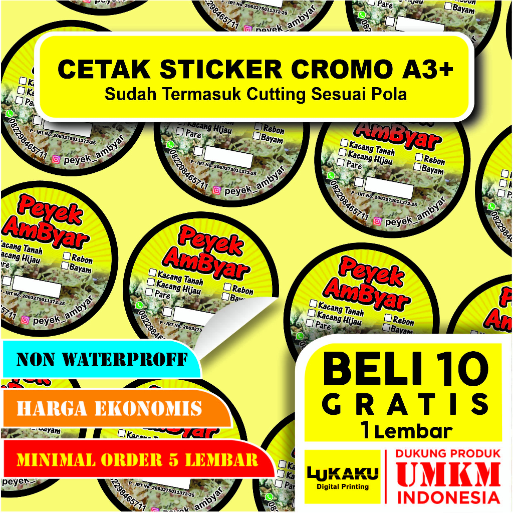 

Cetak Stiker Chromo A3+ KISSCUT SEHARI JADI | Cetak Sticker Chromo | Label Chromo | Print Stiker Chromo