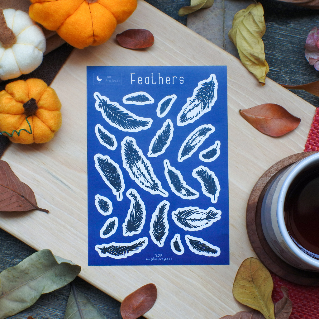 

Feathers Sticker Sheet - Stiker Bulu Transparan Dekorasi Planner Bujo Agenda by Lun Projects