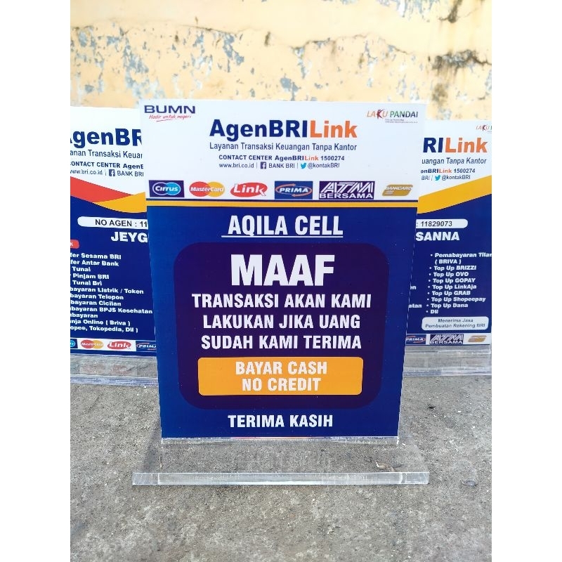 

AKRILIK 15x20 TEBAL AGEN BANK BRI BRILINK