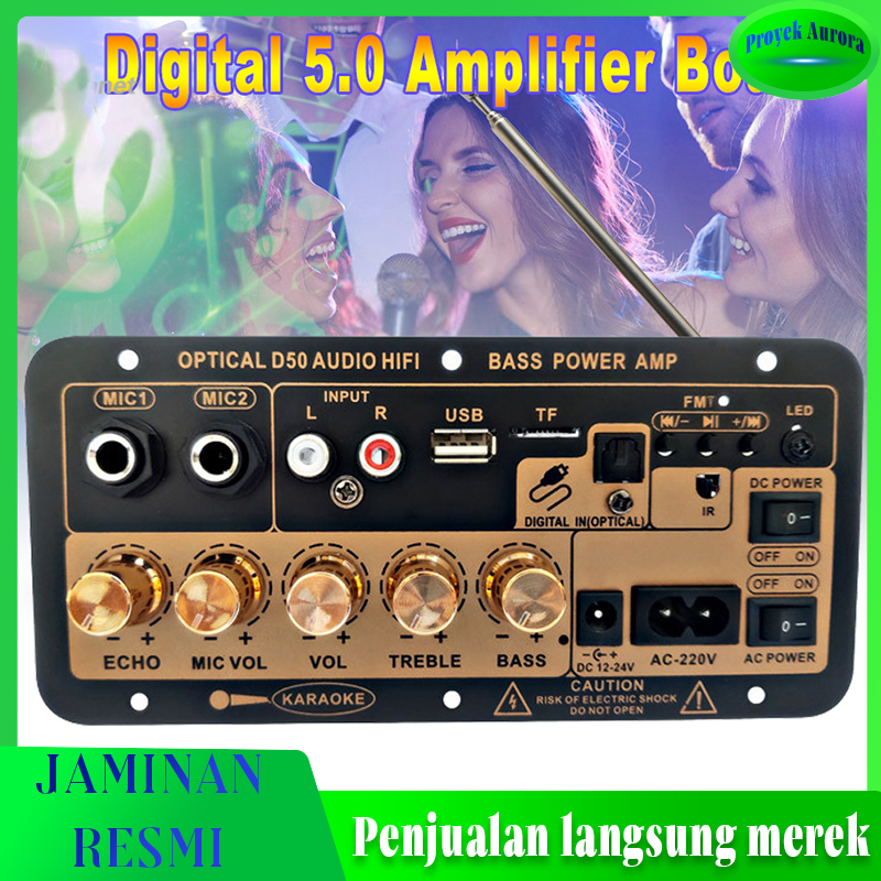 【Flash Sale】D50/D100 Bluetooth Amplifier Board Audio USB 12V/24V 220V Karaoke Power Stereo Bass Audio Karaoke FM Papan Penguat Bluetooth Subwoofer