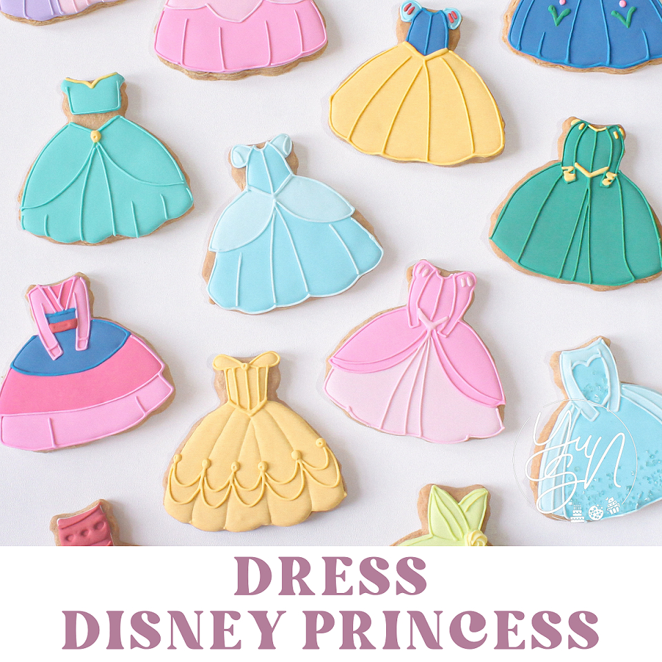 

Dress Disney Princess Cookies — (Min 5pcs) Sugar Cookies / Decorated Cookies / Kukis Hias