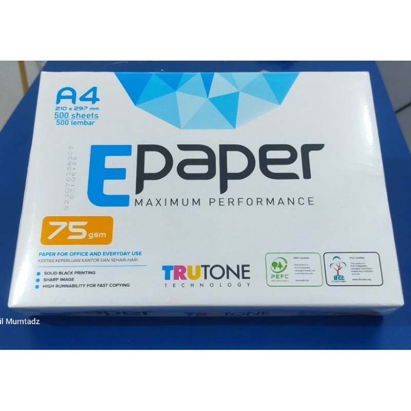 

KERTAS HVS A4 75 Gsm merk EPAPER
