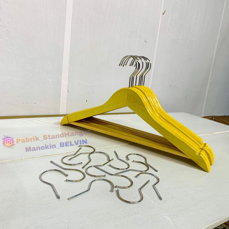 HANGER KAYU BAJU DEWASA | PALANG KAYU | GANTUNGAN BAJU KAYU PALANG WARNA NATURAL | HANGER PAKAIAN ME