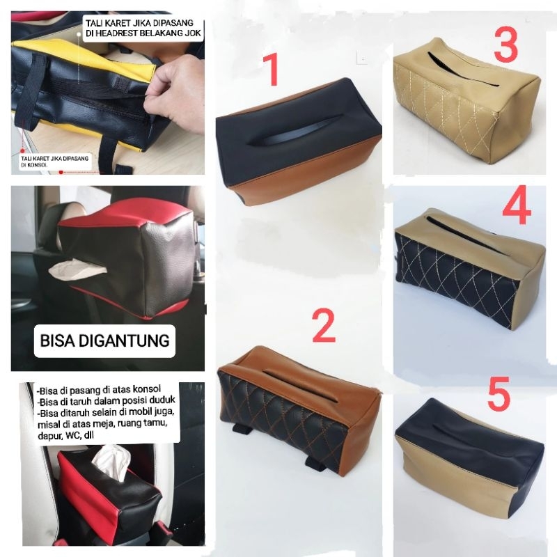 SARUNG KOTAK COVER BOX TISU TISSU TISUE TISSUE KULIT GANTUNG JOK KURSI MOBIL MEJA MAKAN RUANG TAMU D