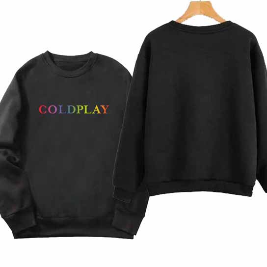 Sweater Coldplay Logo Crewneck Sweeatshirt Black Cotton Fleece