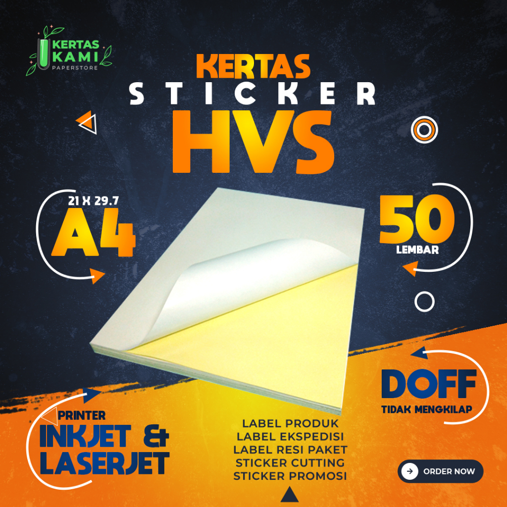

Stiker HVS Doff A4 isi 50 Lembar LINTEC - Kertas Sticker HVS Matte Plain 160 gsm ukuran A4 isi 50 lembar Matt Label Resi dan Produk Doff Merk LINTEC JEPANG 160 gram Inkjet Printer