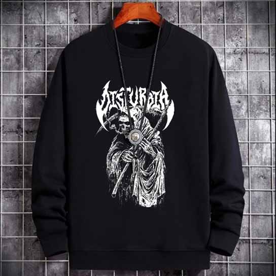 Sweater Disturbia Crewneck Sweeatshirt Black Cotton Fleece
