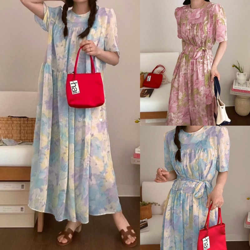 D1415 CITRA KOREAN STYLE FLORAL VINTAGE MIDI DRESS