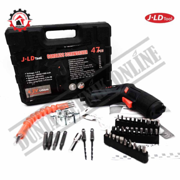 Bor Obeng Baterai Mini / Bor Obeng Cordless Set 47Pcs JLD Screwdriver Limited