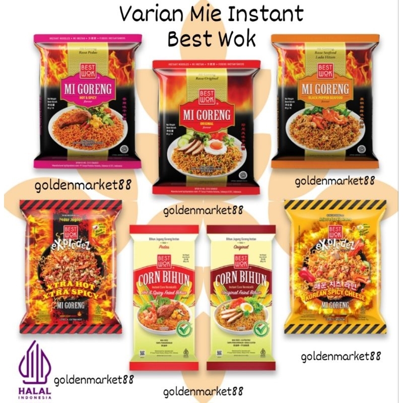 

VARIAN MIE INSTANT BEST WOK MIE GORENG BESTWOK PRAKTIS HALAL NOODLE