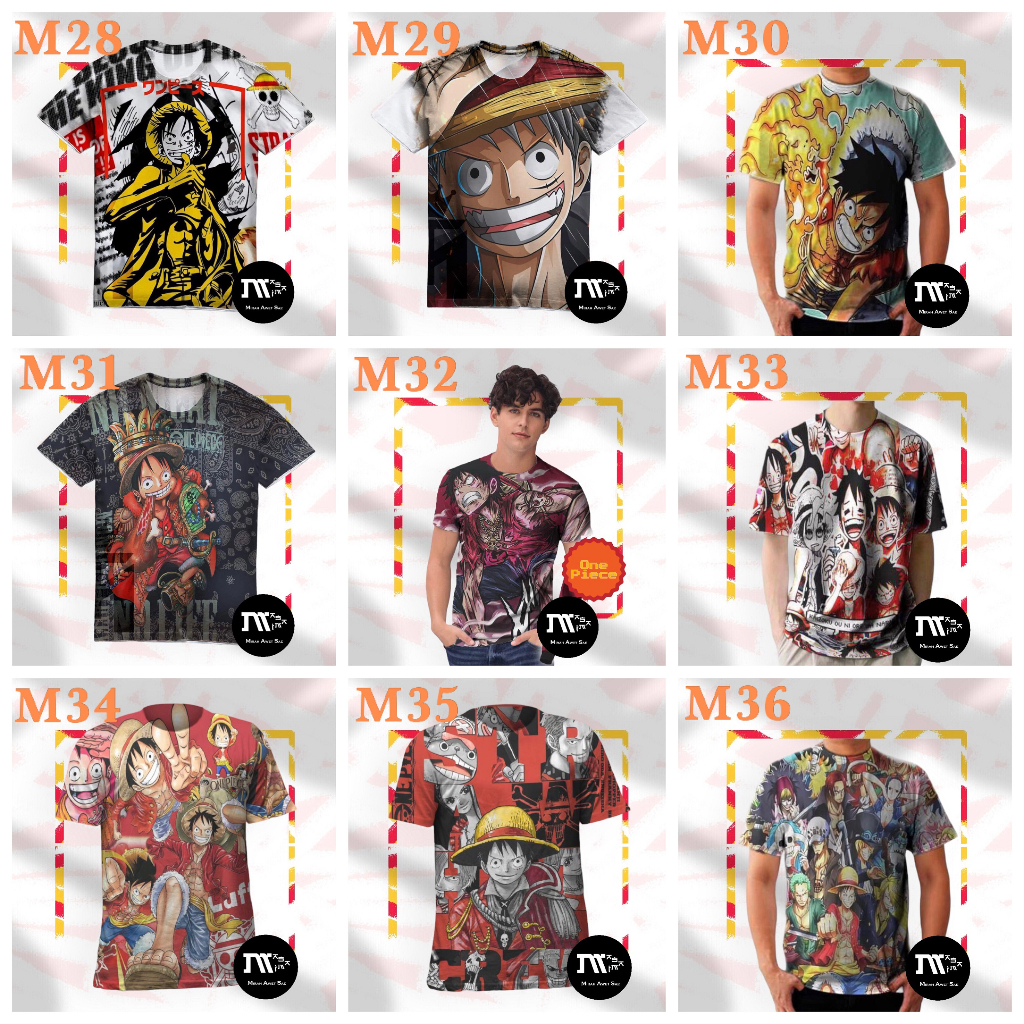 [DEWASA] Kaos T-Shirt Distro Bangkok Full Print Anime One Piece Monkey D. Luffy M28