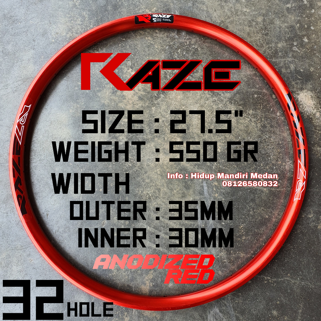 Rim Raze 27.5 32H Anodized Aloy Lebar