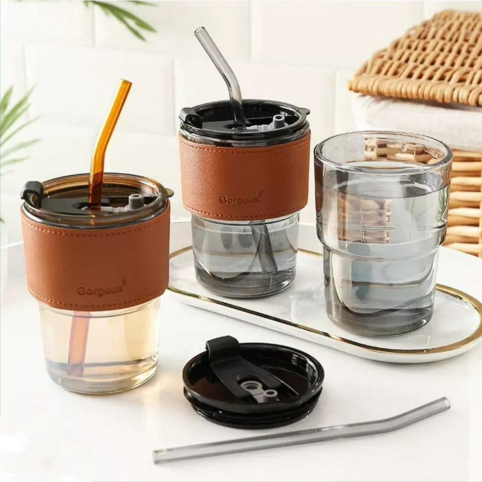 Glass Tumbler Cup | Gelas Tumbler Kaca Aesthetic 450ml