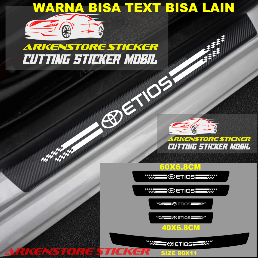 5pcs sticker sill plate carbon 3d mobil etios sticker karbon 3d pelindung pijakan bumper bagasi mobi