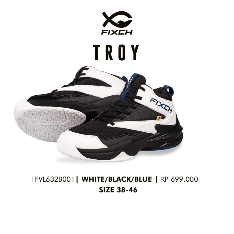 Sepatu Voli Fixch Troy White / Black / Blue Original Fixch Original