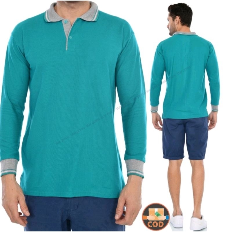 Kaos polo seragam lengan panjang ukuran XXXL