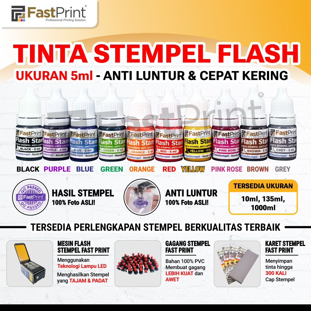 

Fast Print Tinta Stempel Flash Warna Stamp Ink Anti Luntur 5 ML