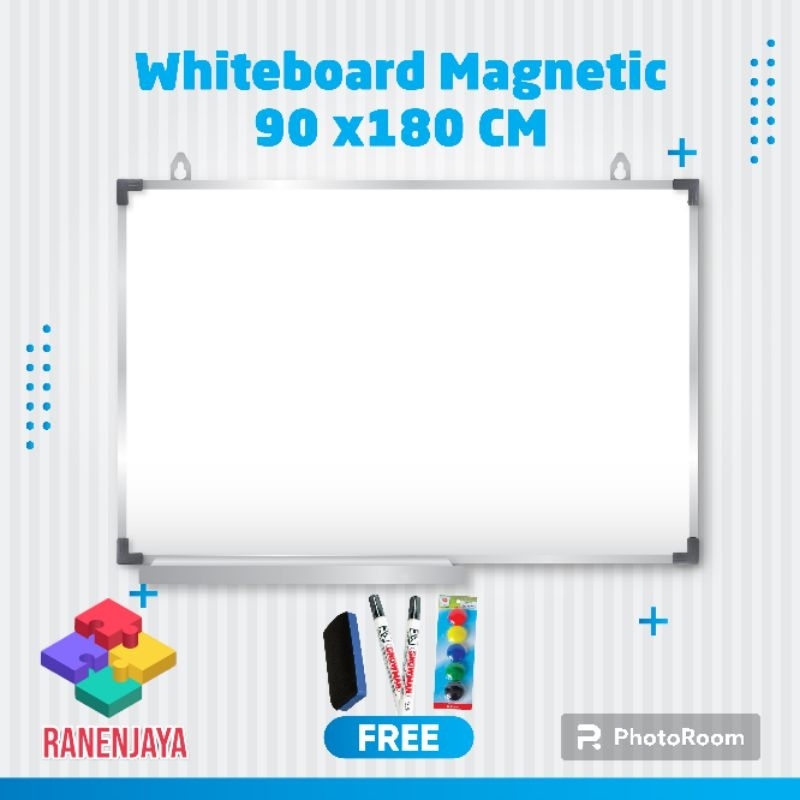 

whiteboard/papan tulis magnetic merk RanenJaya uk 90x180cm