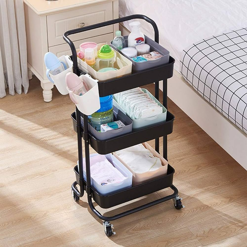 Rak Troli Salon Rak Dapur Dorong 3 Susun  / Rak Troli Besi Rak Susun Serbaguna Rak Kamar Mandi Rak D