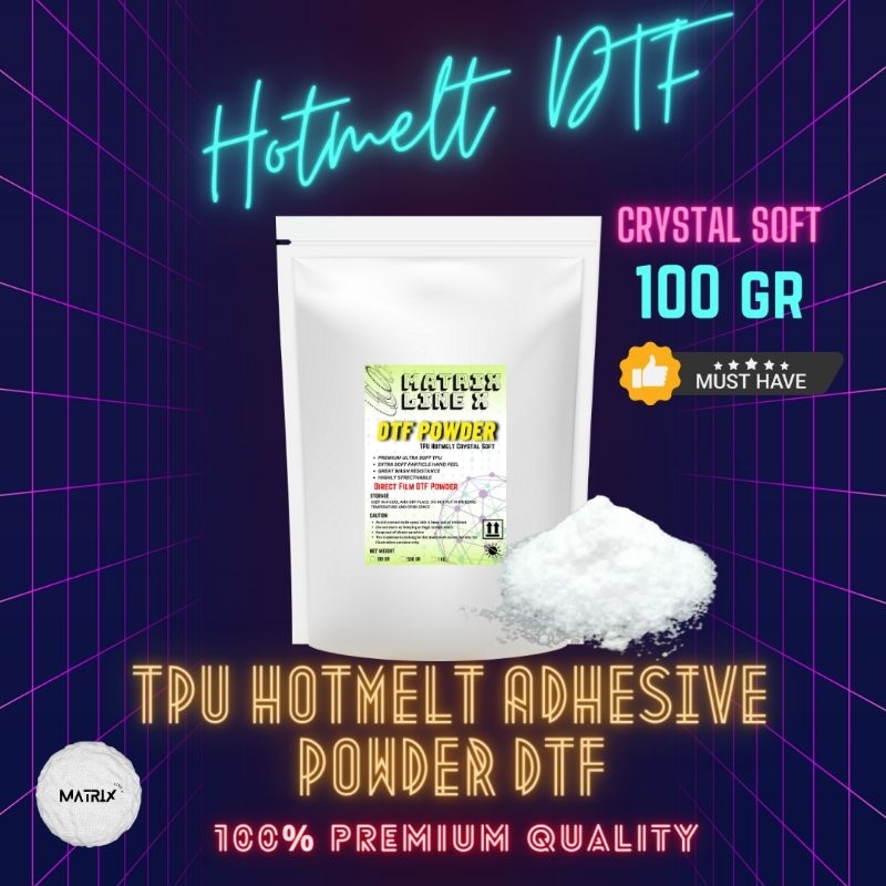 

TPU HOTMELT Crystal Soft Powder DTF / TEPUNG LEM SABLON DTF 100GR