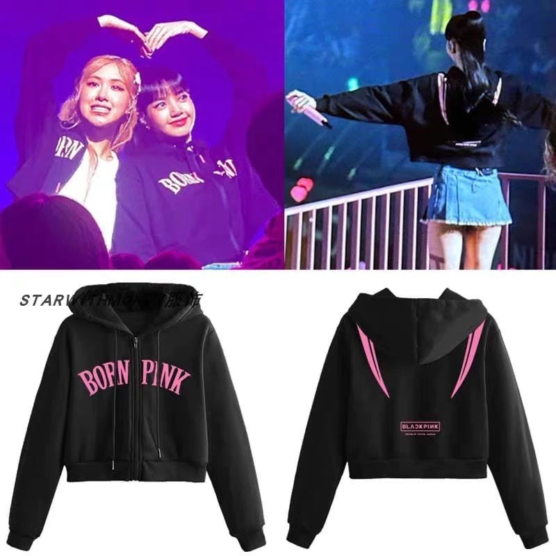 ALU • CROP HOODIE BORNPINK BLACKPINK ZIPPER JACKET
