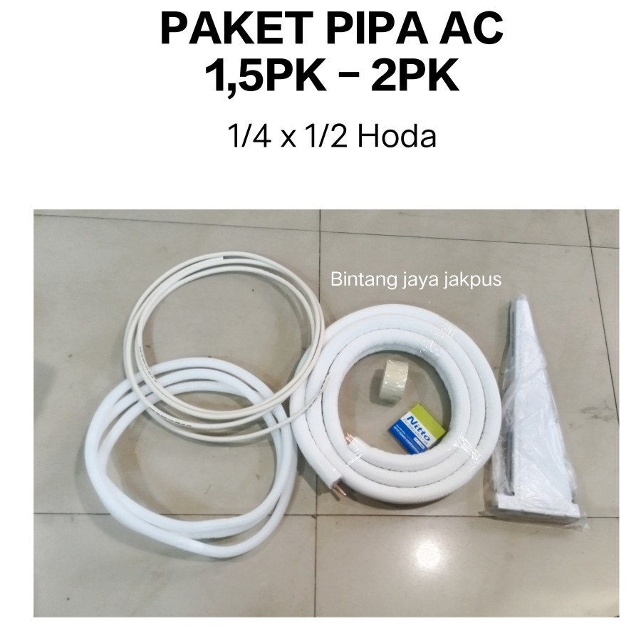 Paket lengkap 3 Meter pipa ac 1/4 x 1/2 Hoda / paket pipa ac 1,5pk -2pk