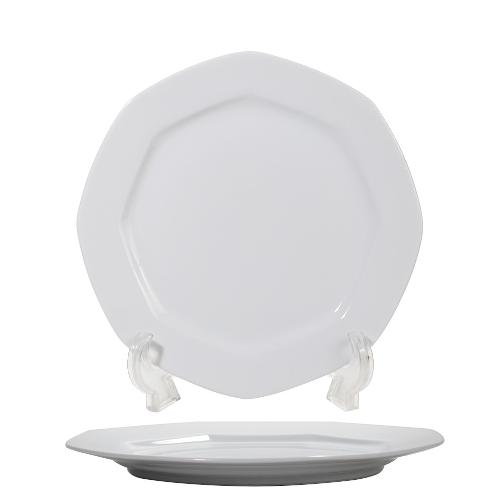 Piring Keramik Segi Enam (1PCS) Putih Polos By Indo Keramik / Piring Kue Keramik / PK24-AAB