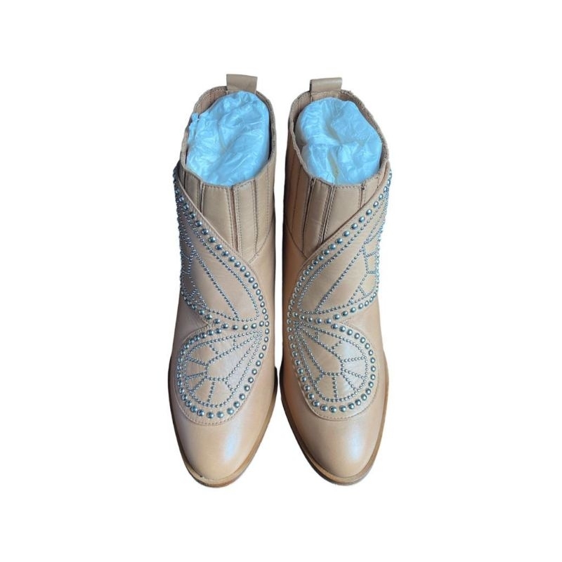 Sophia Webster Butterfly Karina Mid Ankle Boots Tan