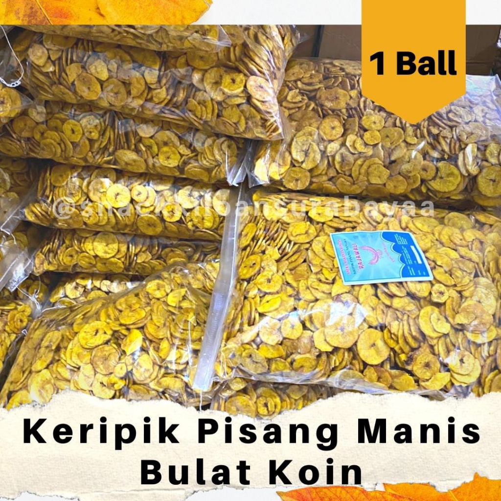 

Keripik Pisang Manis Bulat Koin 1 BALL ( 5 KG ) / Pisang Manis/ Snack Kiloan Murah/ Mak E Dor